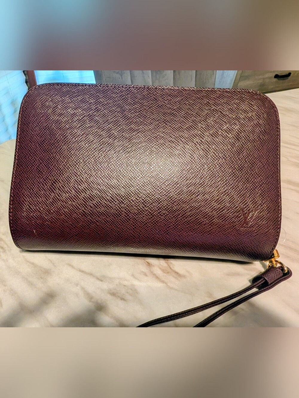 Louis Vuitton Wristlet Or Toiletry Bag in Maroon